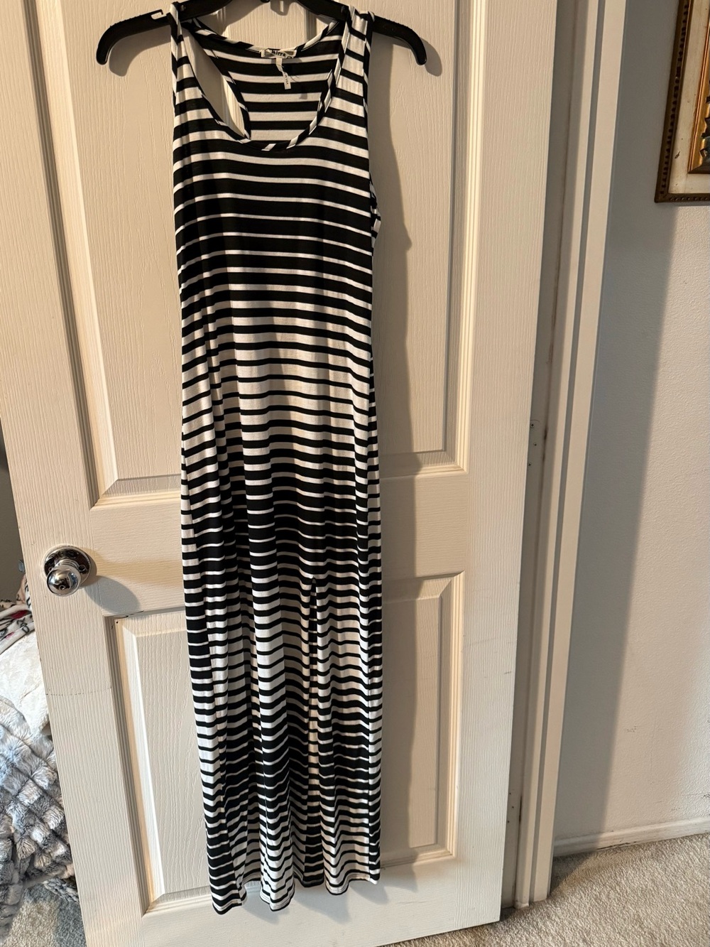 Kirra Black and White Striped Maxi Dress